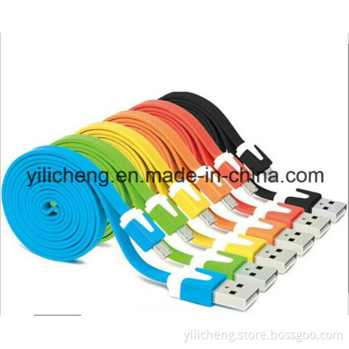 1 Meter Colorful Flat Micro USB Cable 2.0 Data Sync Charger Cable for iPhone 6 iPhone5, iPhone 4 Samsung Galaxy Phone and Android Phone